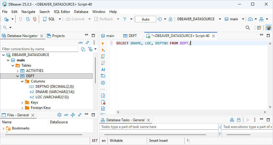 Type SQL query in DBeaver Community