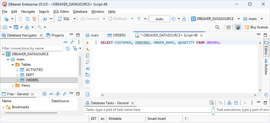 Type SQL query in DBeaver Enterprise