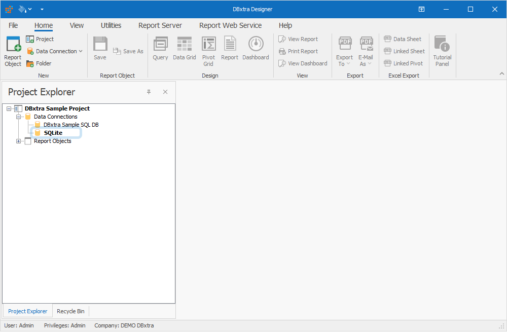 Project Explorer with the expanded Data Connections subfolder containing a new connection