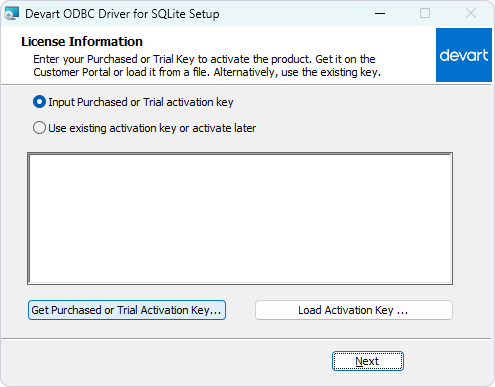 License information window