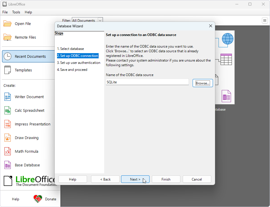 Connect Apache LibreOffice to SQLite