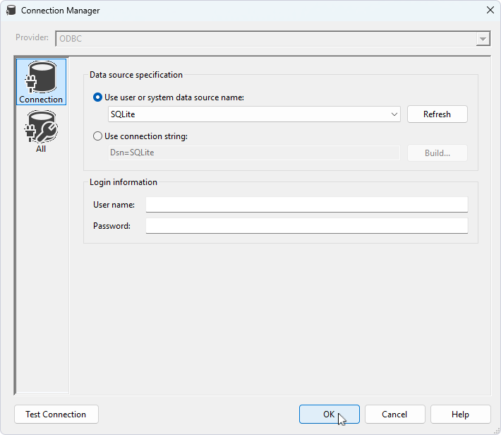 Select the required DSN