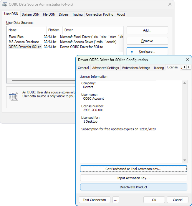 Deactivate the driver on Windows