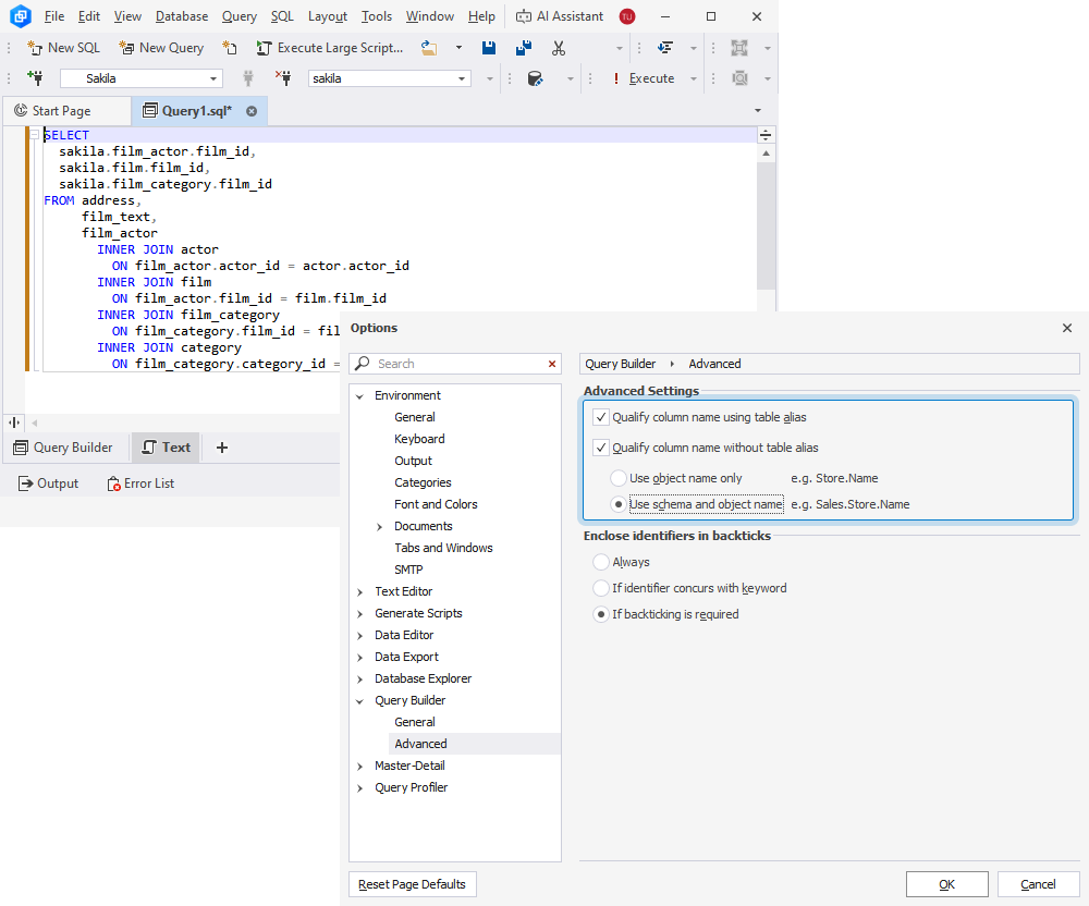 Updated qualification options in Query Builder