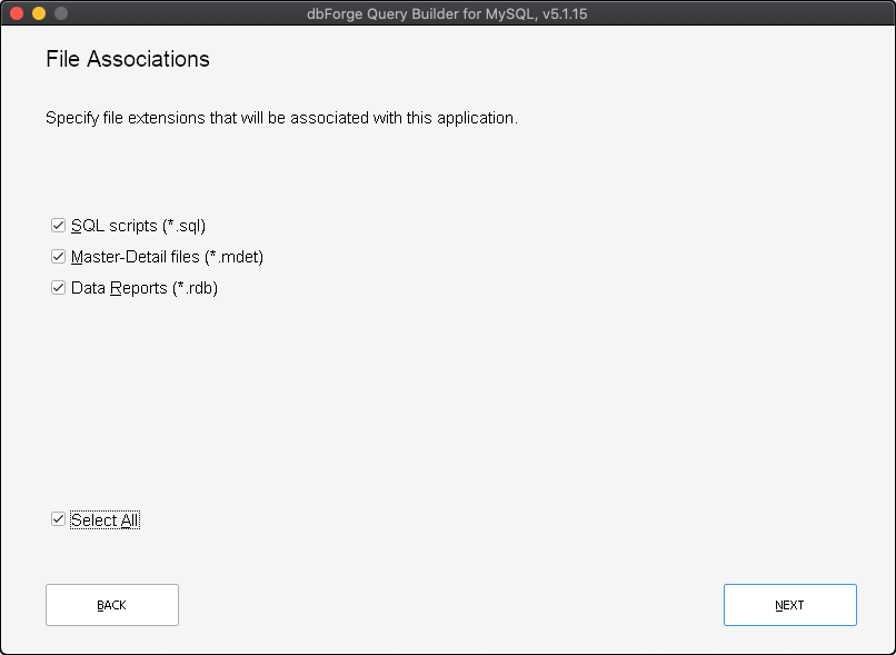 File Associations page