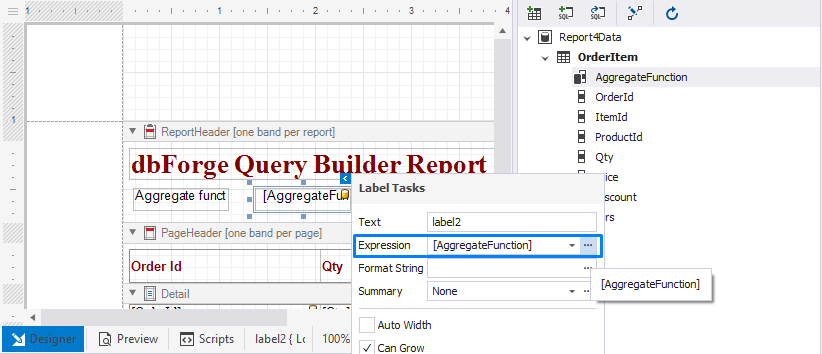 Set an aggregate function