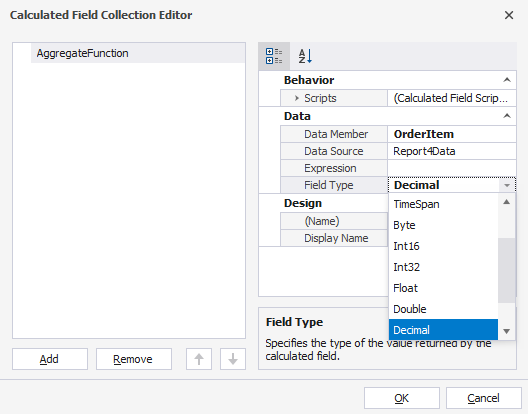 Set properties of the calculated field