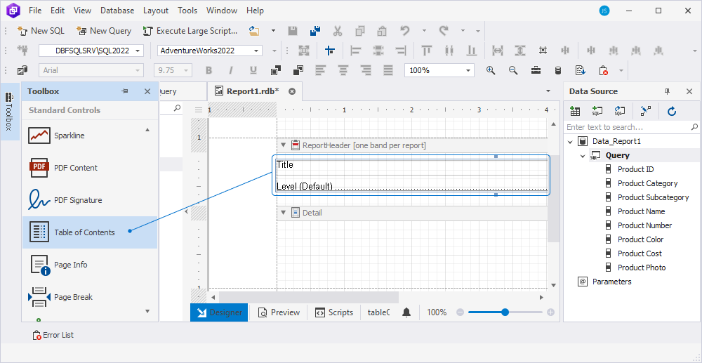 Toolbox toolbar