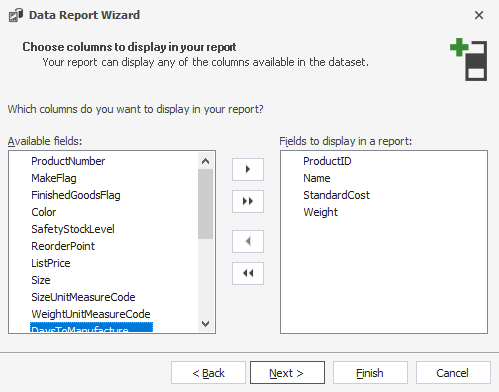 Choose columns to display in your report