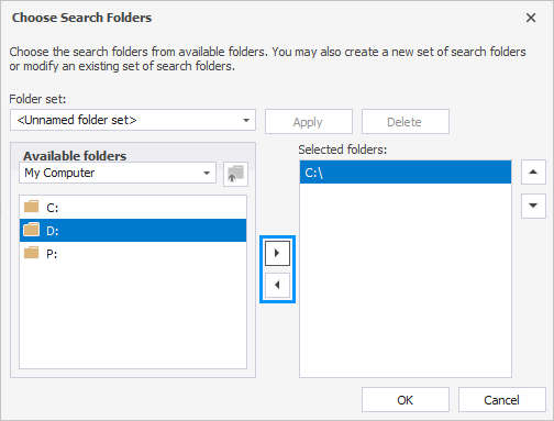 Choose Search Folder Window