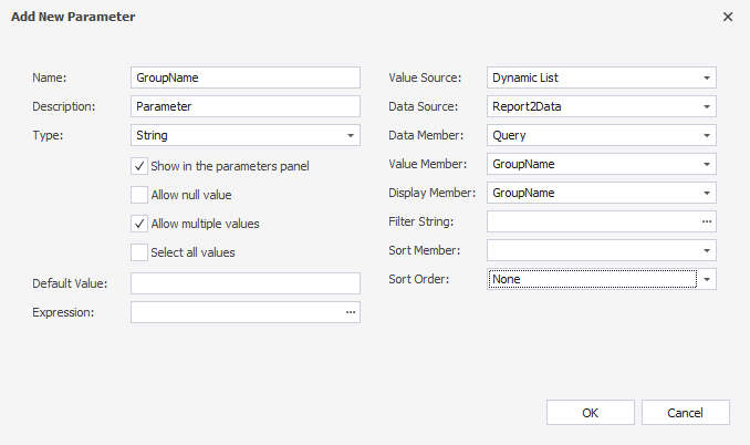 Add New Parameter window