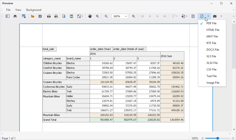 Select the export option from the Preview window