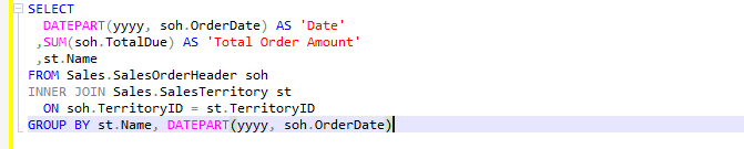 Preview the GROUP BY clause filtered by the columns and expression