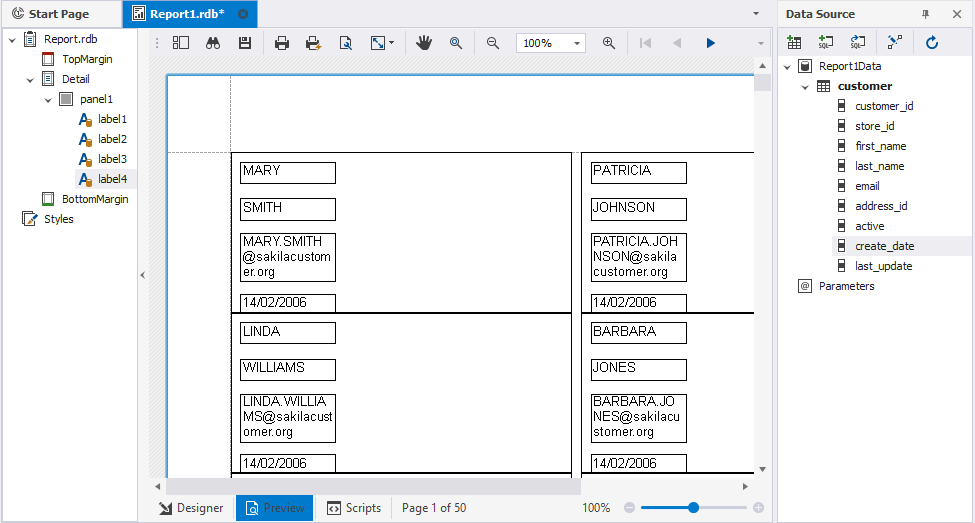 Preview the label report