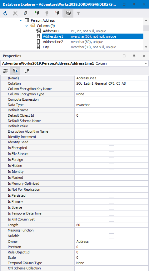 Properties Table