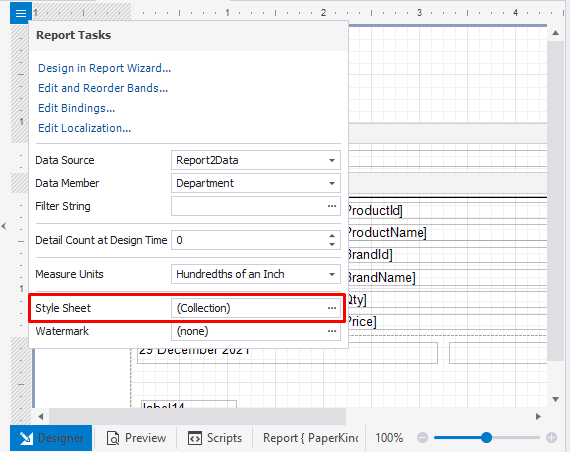 Manage report styles