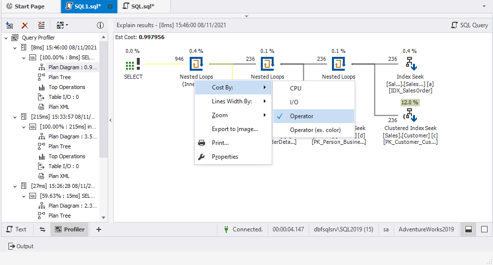 Manage the diagram using the shortcut menu options