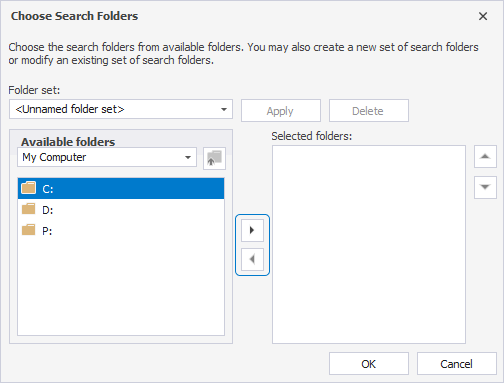 Choose Search Folder Window