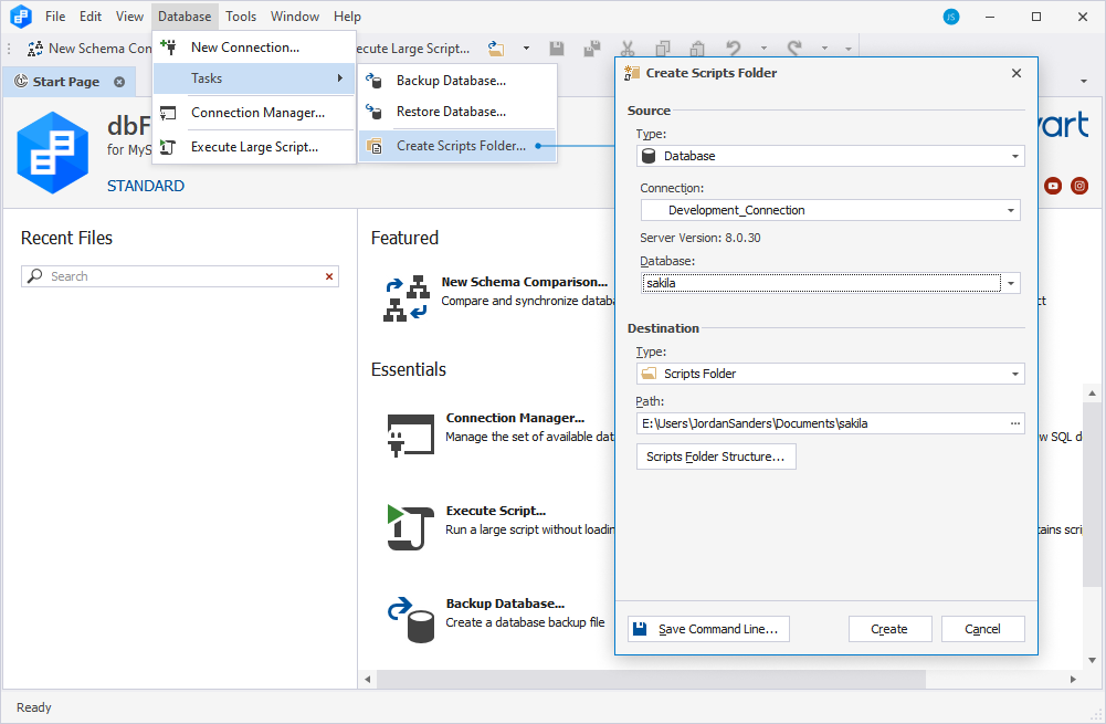 Create Scripts Folder or Snapshot