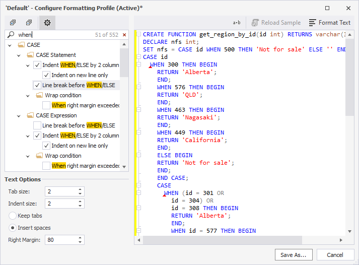 Formatting search