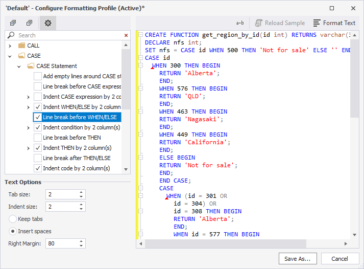 Formatting profiles