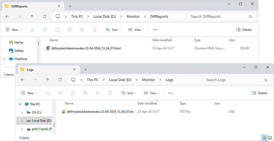 Report folder - html report