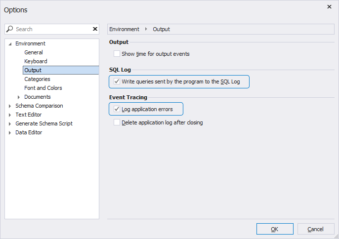 Log options