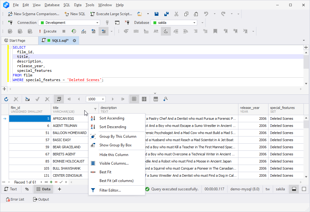 Manage columns
