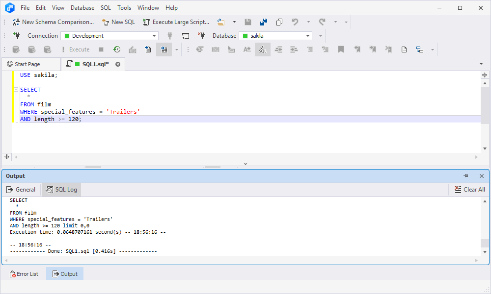 Output SQL Log