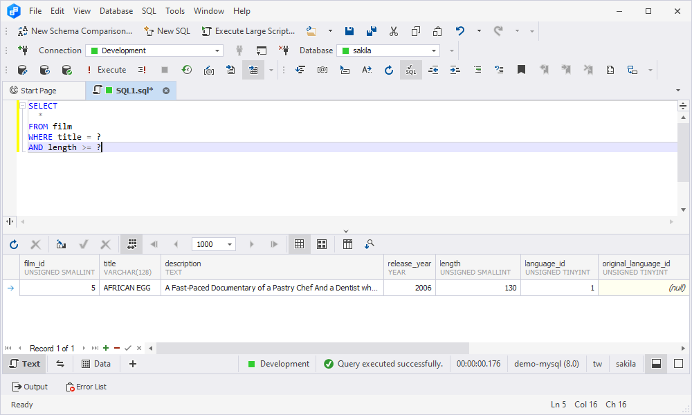 Output window