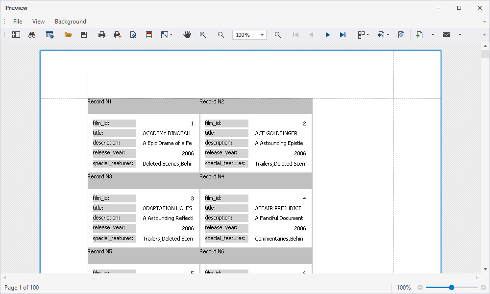 Printing - Preview window