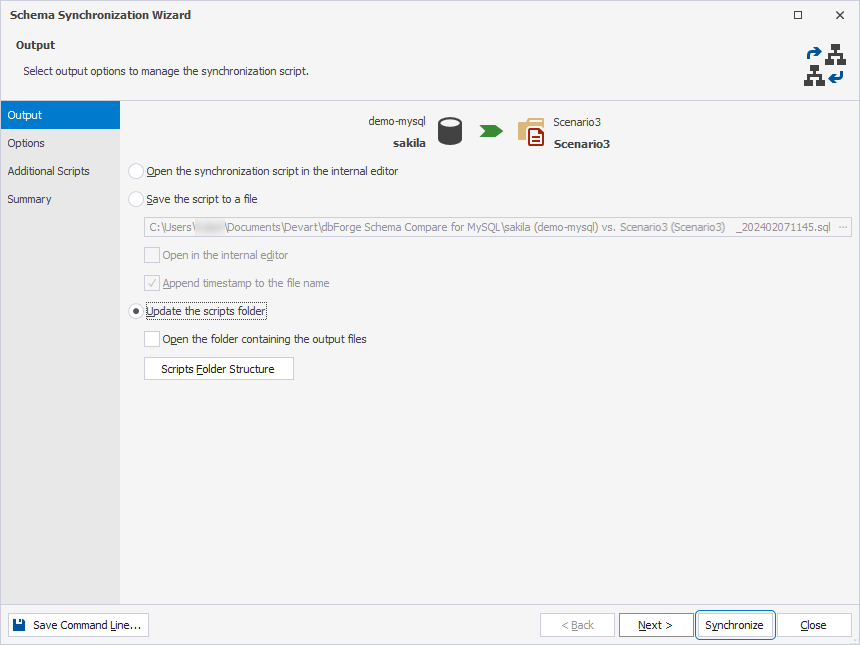 Save Migration Script to a File