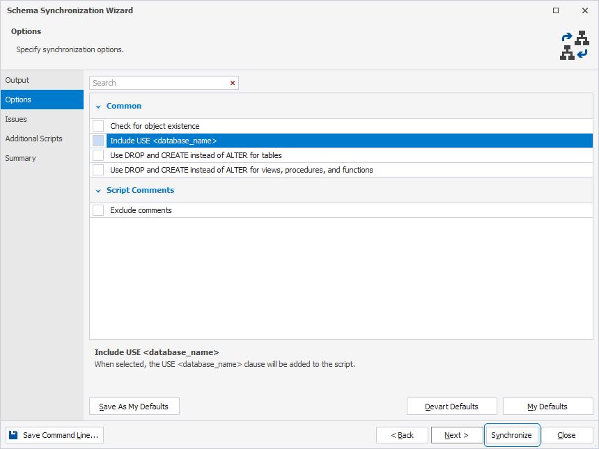 Schema Synchronization Wizard