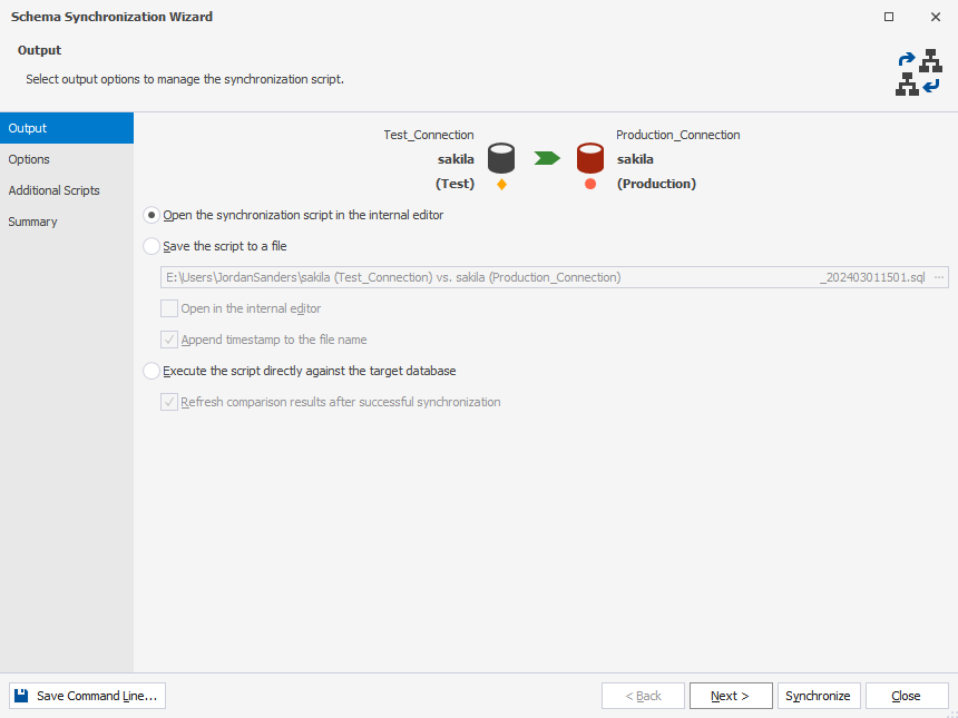 Selecting synchronization output