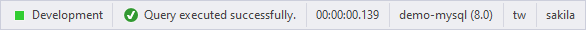 Status Bar Query Executed