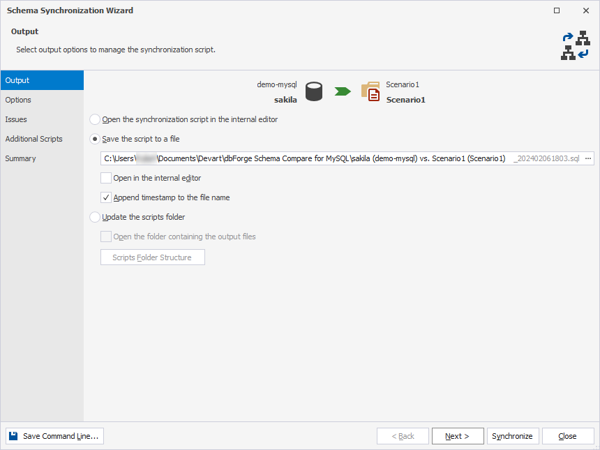 Save the script to a file