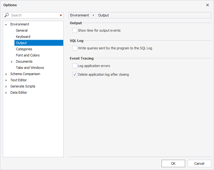 Tools Options