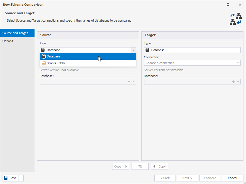 Selecting a source type