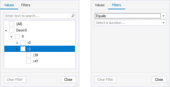 SQL Query History column filters - Duration