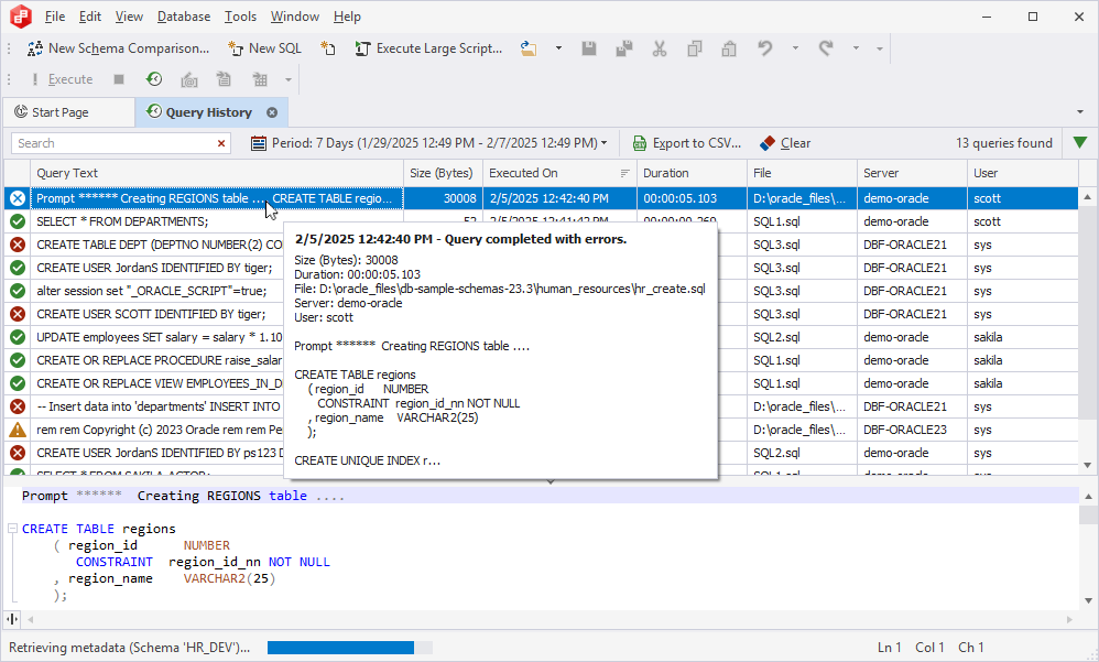 Query History