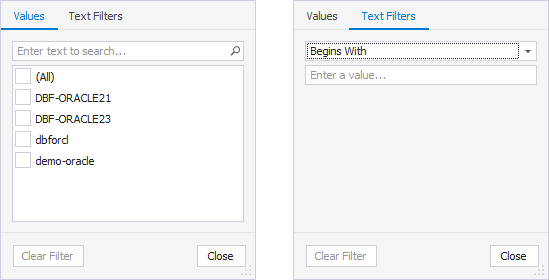 SQL Query History column filters - Server