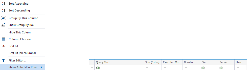 Show Auto Filter Row