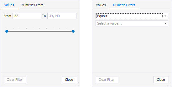 SQL Query History column filters
