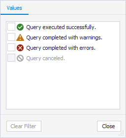Query History column filters