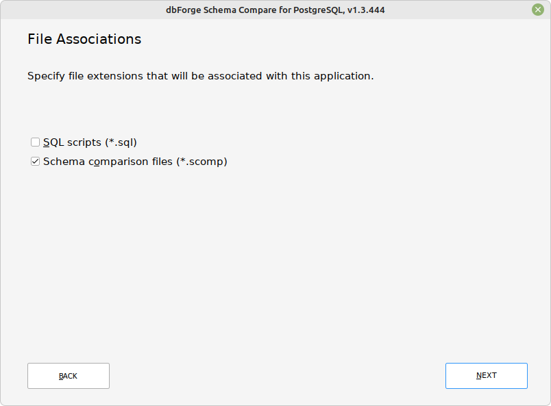 File Associations page