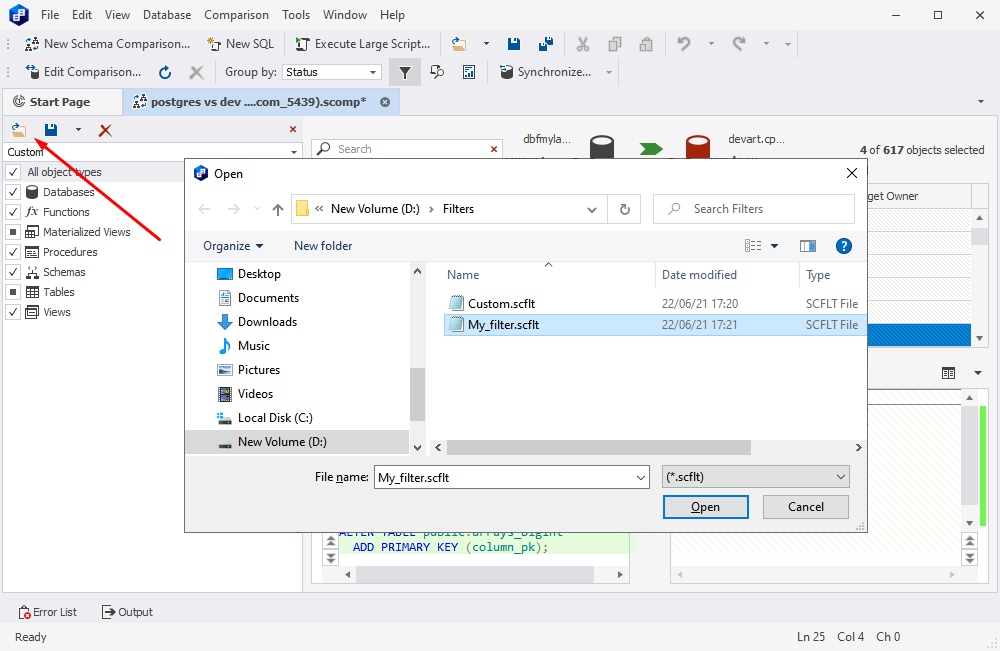 Open Existing Filter