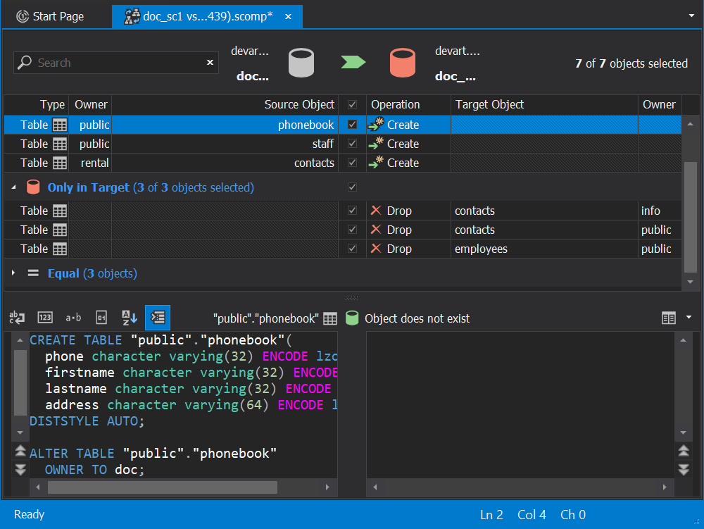 Synchronize PostgreSQL databases - SQL differences window