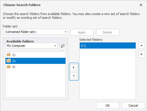 Choose Search Folder Window