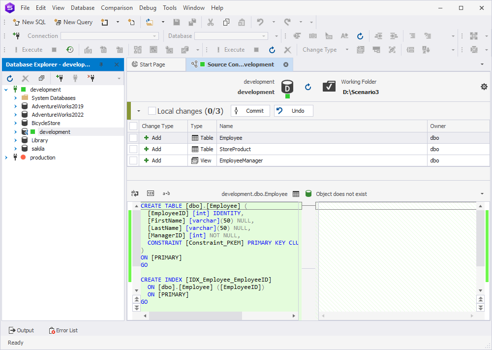 Commit the Changes using Source Control