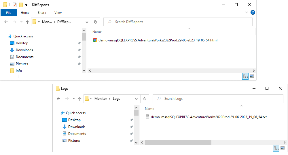 Report folder - html report